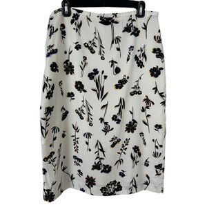 Ann Taylor NEW Ivory Floral Pencil Skirt Career Professional Knee Length Size 12